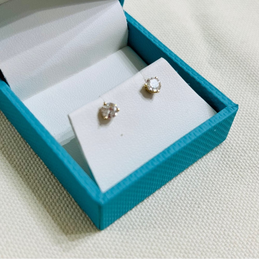 14K Yellow Gold & Diamond Stud Earrings